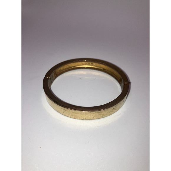 J. Crew Bracelet Polished Gold-Tone Hinged 6.75 Inch Bangle Bracelet! - Picture 3 of 11